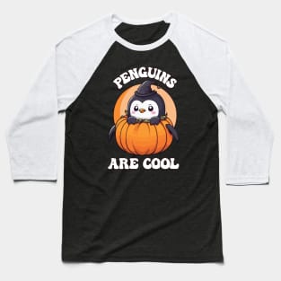 Cute Penguin in Halloween Pumpkin - Penguins Are Cool Baseball T-Shirt